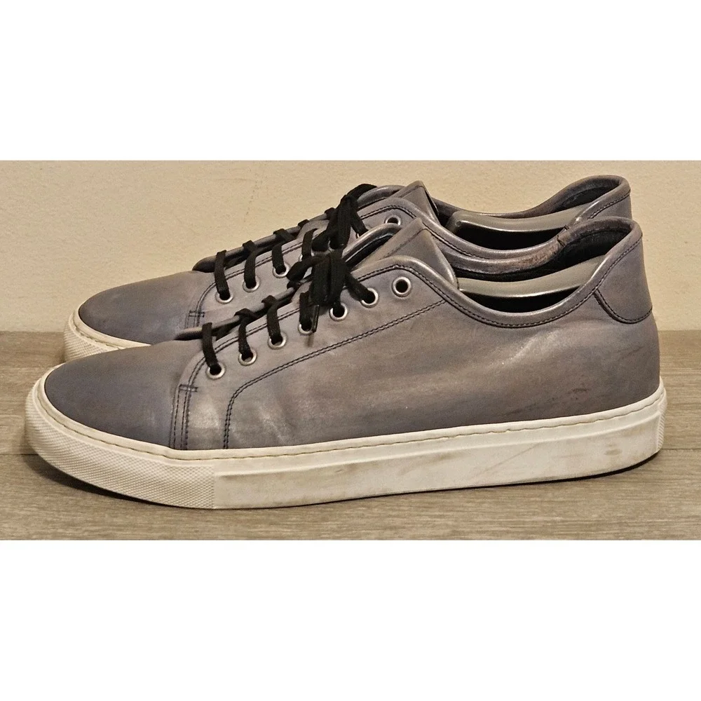 Dario Vis Mens Blue Grey Leather Low Top Sneakers Made in Italy 1402 Sz 44 / 11